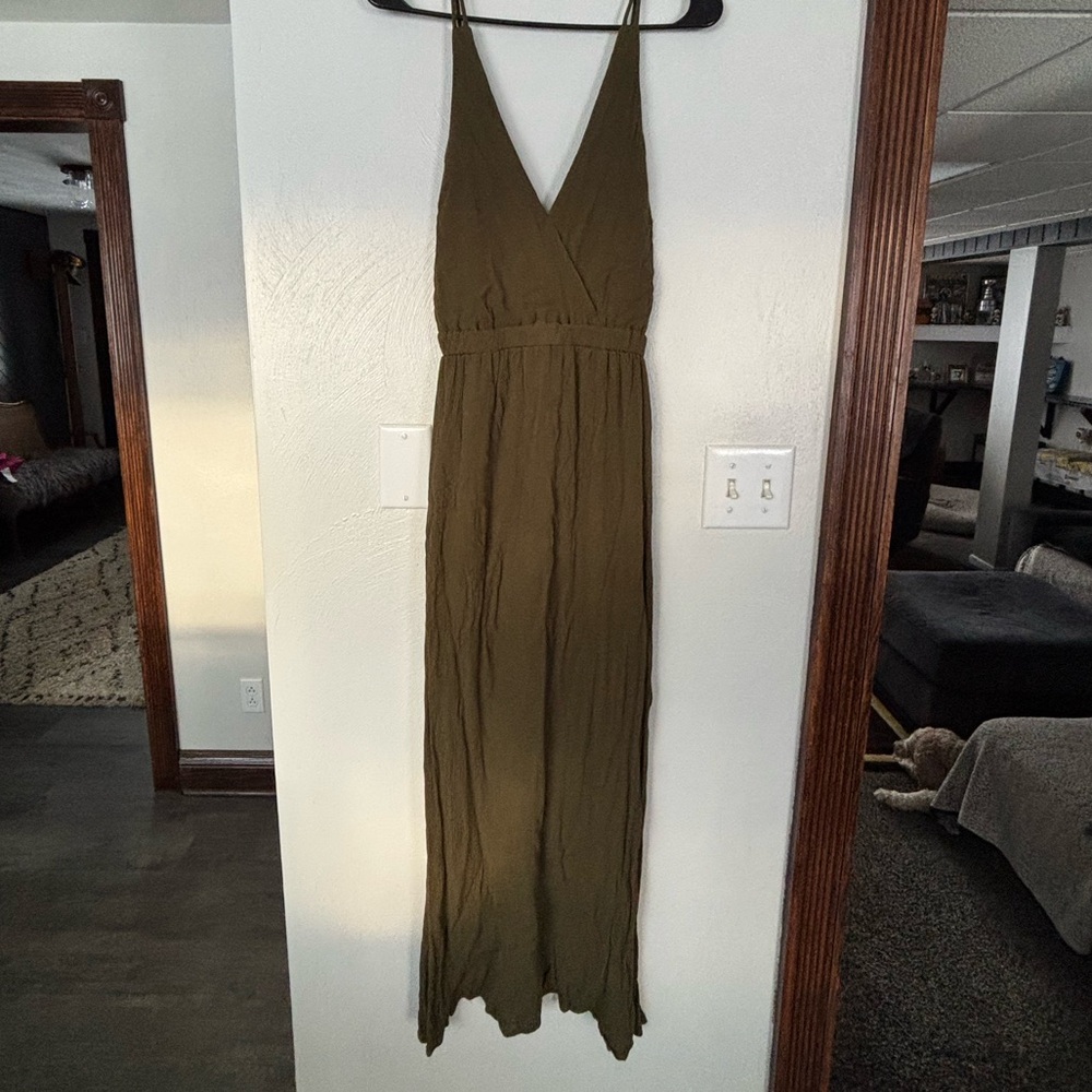 Lulu's Deep Olive Maxi Dress